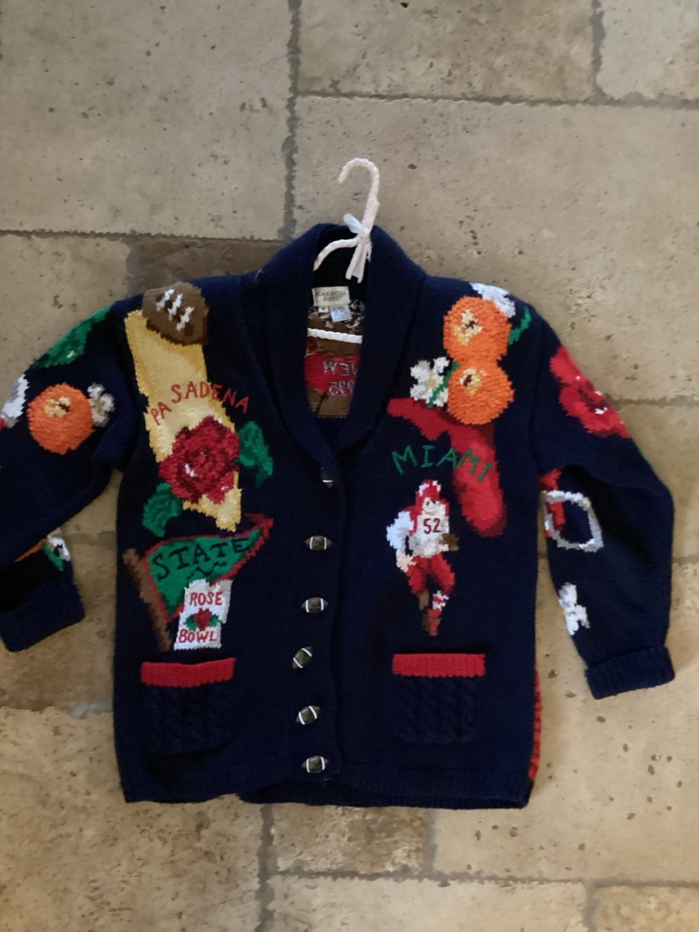 VTG-1995 Carroll Reed College Football Rose Bowl cardigan sweater SZ M